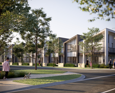 An artist’s impression of terraces at Riverlea.