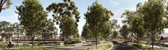 An artist’s impression of public walkways through parklands at Riverlea