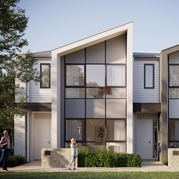 An artist’s impression of the façade of the Terrace 1 townhome at Riverlea.