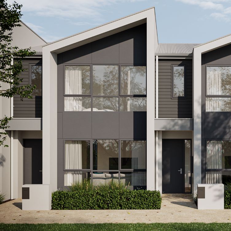 An artist’s impression of the façade of the Option 2 townhome at Riverlea.
