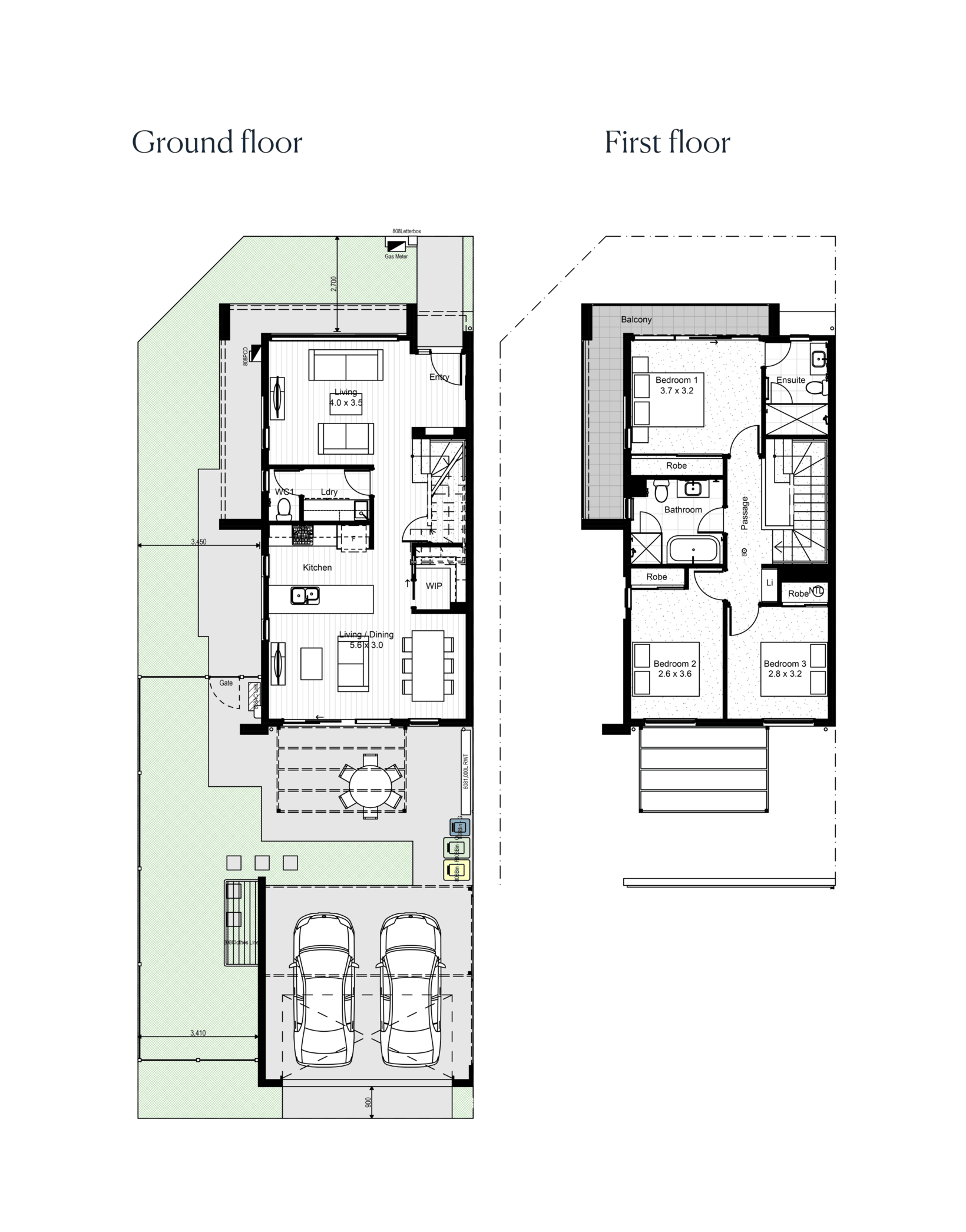 The floorplan for the Option 3 townhome at Riverlea.