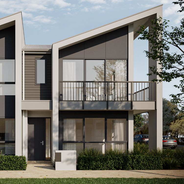 An artist’s impression of the façade of the Option 3 townhome at Riverlea.